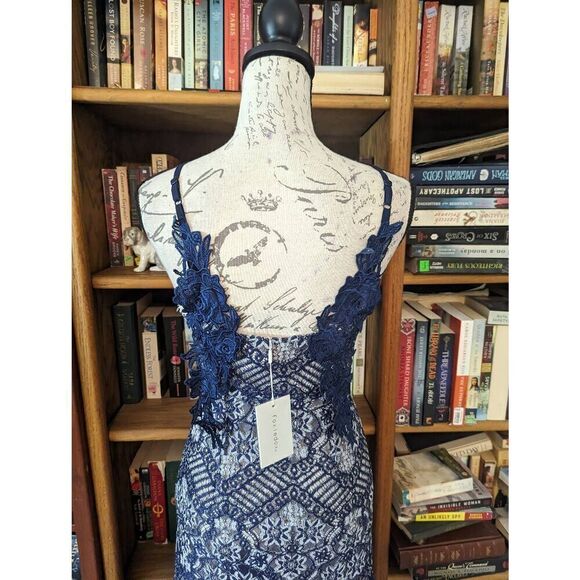 Brand New Foxiedox Women’s XS Blue Embroidered Fringe Maxi Dress Summer - Picture 4 of 8